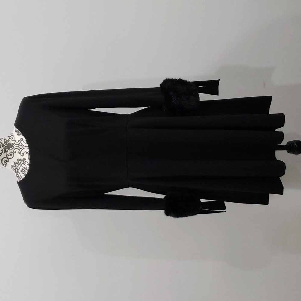 Calvin Klein Faux Fur Black Dress